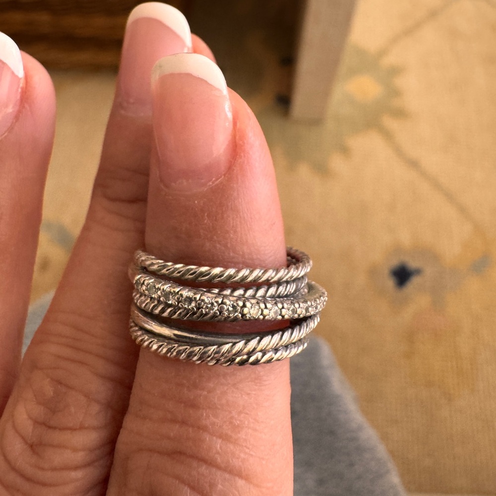David Yurman Silver Twisted Rope Ring